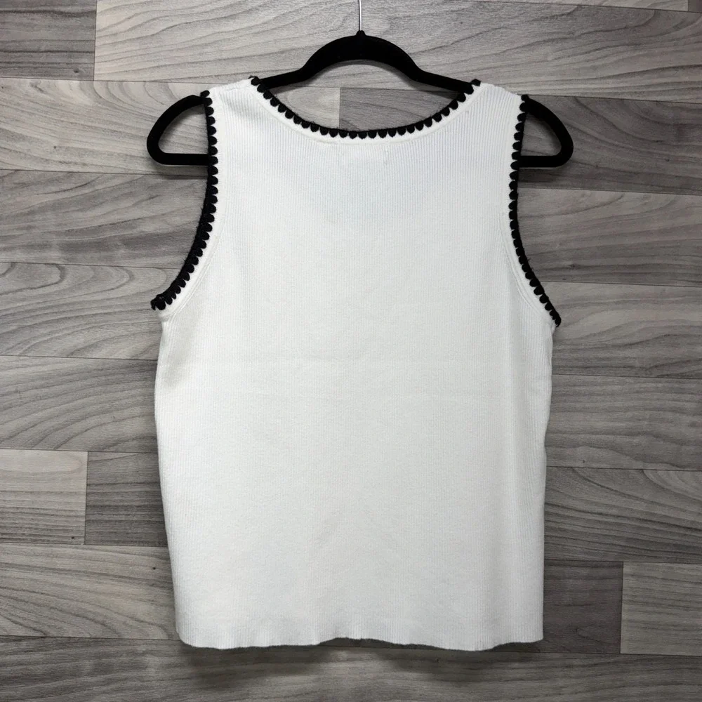 Scotch & Soda Knit Tank Top Women XL White Ribbed Sleeveless Scoop Neck Pullover